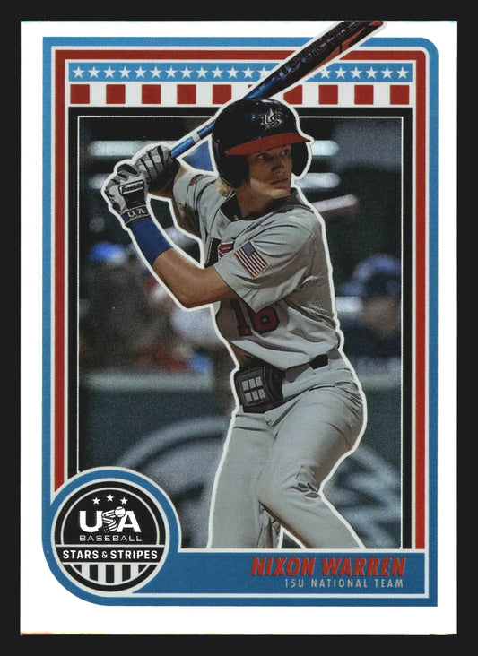 2025 Panini Stars & Stripes USA Baseball #98 Nixon Warren 15U - Baseball Card Single
