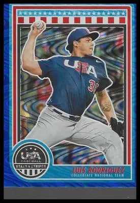 2025 Panini Stars & Stripes USA Baseball Blue Swirl #24 Luis Rodriguez #004/125 - Baseball Card Single