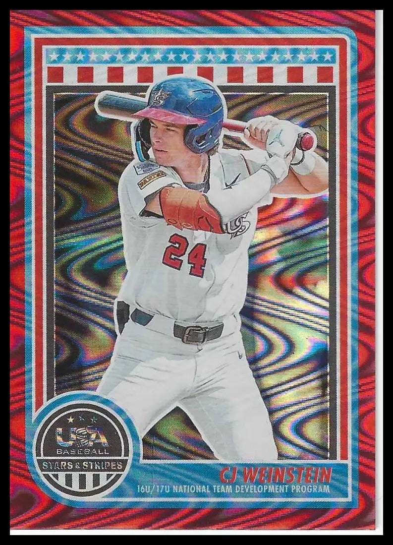 2025 Panini Stars & Stripes USA Baseball Red Swirl #142 CJ Weinstein #028/249