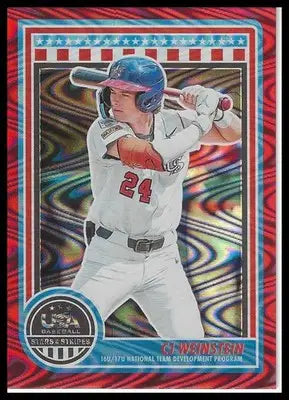 2025 Panini Stars & Stripes USA Baseball Red Swirl #142 CJ Weinstein #028/249 - Baseball Card Single