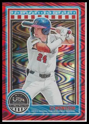 2025 Panini Stars & Stripes USA Baseball Red Swirl #142 CJ Weinstein #028/249 - Baseball Card Single