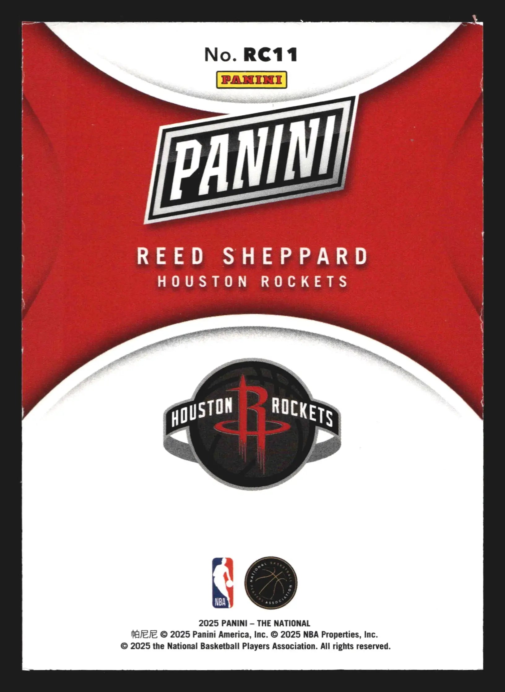 2025 Panini The National Reed Sheppard #RC11 RC Houston Rockets - Basketball Card Single