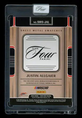 2025 Panini Turn Four Justin Allgaier #SWS-JAL Sheet Metal Swatch 12/35 Racing - Racing Card Single