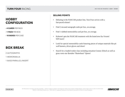 2025 Panini Turn Four Racing Hobby Box | Columbia Sports Cards - Sports Card Hobby Boxes
