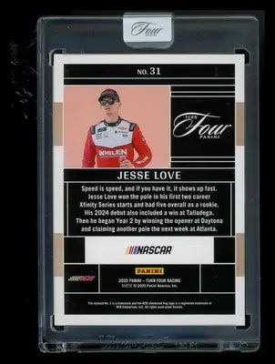 2025 Panini Turn Four Racing Jesse Love #31 10/75 Racing - Racing Card Single