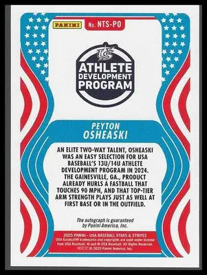 2025 Panini USA baseball 13U14U Nat Team Signatures #NTS-PO Peyton Osheaski