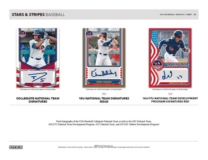 Baseball cards featuring USA Baseball national team from the 2025 Panini Stars & Stripes box