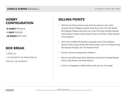 2025 Panini USA Stars & Stripes Baseball Hobby Box - Sports Card Hobby Boxes