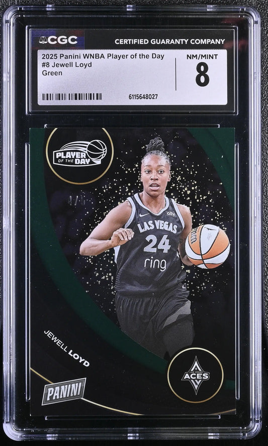 2025 Panini WNBA Player Day #8 Jewell Loyd CGC 8 NM/Mint Green Foil 4/5 - Basketball Card Single