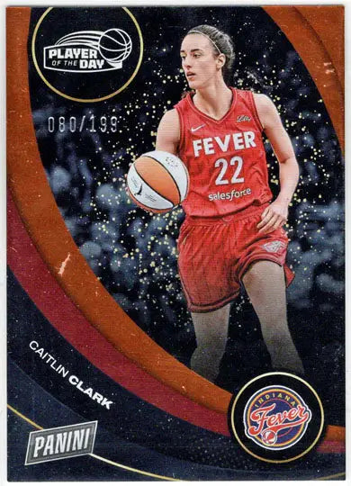 2025 Panini WNBA Player of the Day Orange Parallel Card 1 Caitlin Clark 080/199 - Basketball Card Single