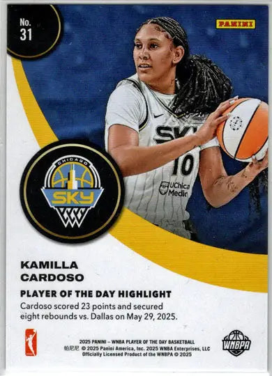 2025 Panini WNBA Player of the Day Orange Parallel Card 31 Kamilla Cardoso /199 - Basketball Card Single