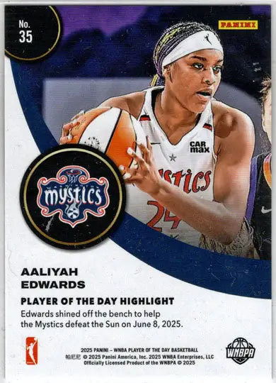 2025 Panini WNBA Player of the Day Orange Parallel Card 35 Aaliyah Edwards /199 - Basketball Card Single