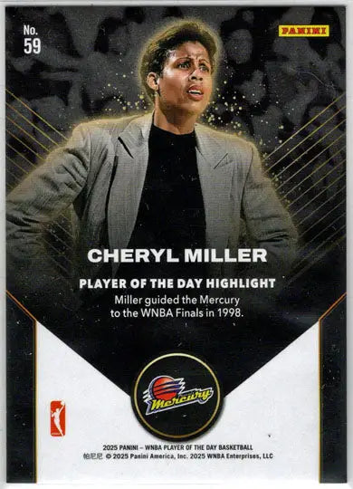 2025 Panini WNBA Player of the Day Orange Parallel Card 59 Cheryl Miller 115/199 - Basketball Card Single