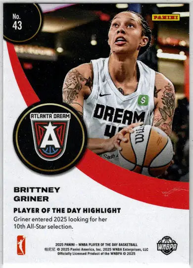 2025 Panini WNBA Player of the Day Purple Parallel Card 43 Brittney Griner 05/25 - Basketball Card Single