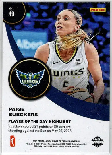 2025 Panini WNBA Player of the Day Rated Rookie Base Card 49 Paige Bueckers - Basketball Card Single