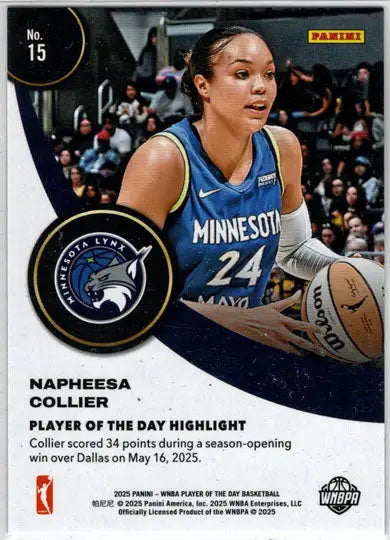 2025 Panini WNBA Player of the Day Red Parallel Card 15 Napheesa Collier 55/99 - Basketball Card Single