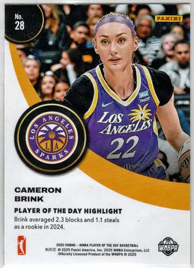 2025 Panini WNBA Player of the Day Red Parallel Card 28 Cameron Brink 79/99 - Basketball Card Single