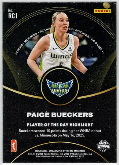 2025 Panini WNBA Player of the Day Rookie Card RC1 Paige Bueckers - Basketball Card Single