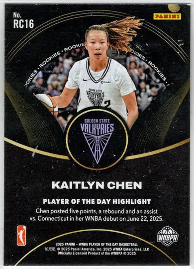 2025 Panini WNBA Player of the Day Rookie Card RC16 Kaitlyn Chen - Basketball Card Single