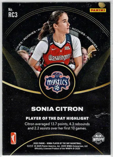 2025 Panini WNBA Player of the Day Rookie Card RC3 Sonia Citron - Basketball Card Single