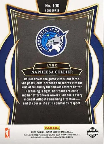 2025 Panini WNBA Select #100 Napheesa Collier NM Near Mint Concourse ID:83339 - Basketball Card Single