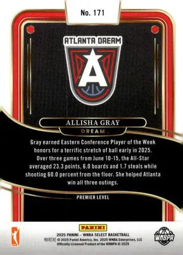 2025 Panini WNBA Select #171 Allisha Gray NM Near Mint Premier Level ID:83774 - Basketball Card Single