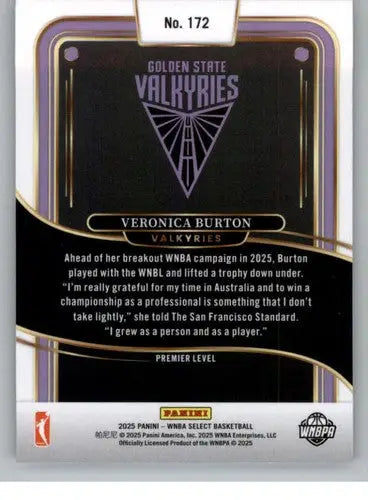 2025 Panini WNBA Select #172 Veronica Burton NM Near Mint Premier Level ID:83854