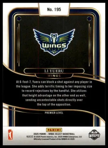 2025 Panini WNBA Select #195 Li Yueru NM Near Mint Premier Level ID:83781 - Basketball Card Single