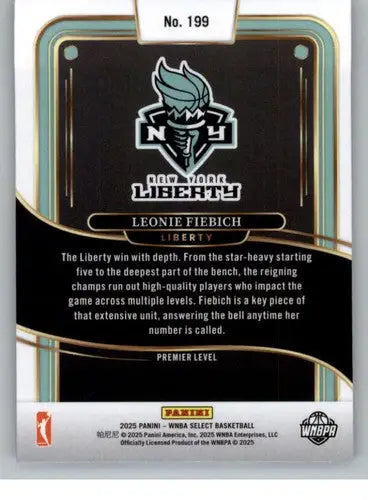 2025 Panini WNBA Select #199 Leonie Fiebich NM Near Mint Premier Level ID:83782 - Basketball Card Single