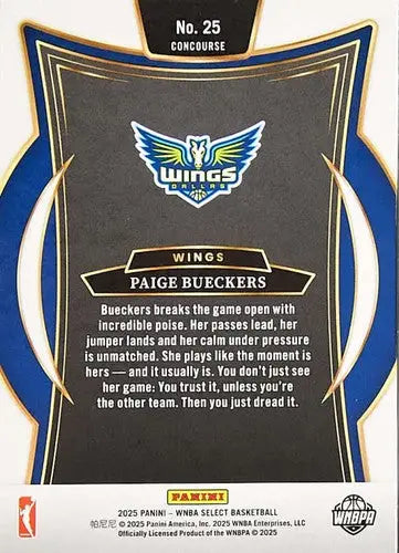 2025 Panini WNBA Select #25 Paige Bueckers NM Near Mint Concourse ID:83477 - Basketball Card Single