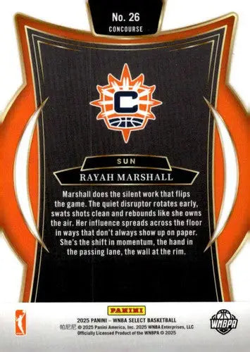 2025 Panini WNBA Select #26 Rayah Marshall NM Near Mint Concourse ID:83478 - Basketball Card Single
