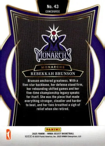 2025 Panini WNBA Select #43 Rebekkah Brunson NM Near Mint Concourse ID:83486 - Basketball Card Single