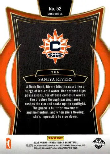 2025 Panini WNBA Select #52 Saniya Rivers NM Near Mint Concourse ID:83487 - Basketball Card Single