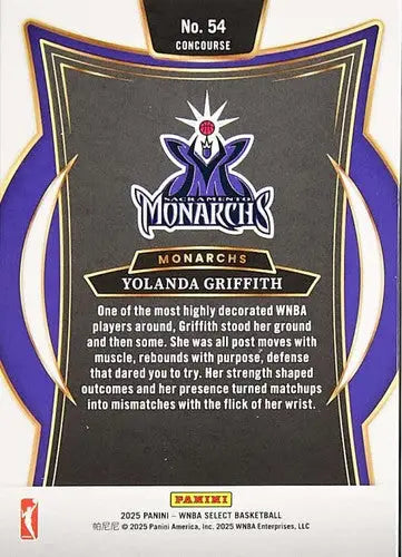 2025 Panini WNBA Select #54 Yolanda Griffith NM Near Mint Concourse ID:83488 - Basketball Card Single