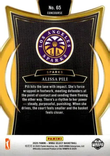2025 Panini WNBA Select #65 Alissa Pili NM Near Mint Concourse ID:83492 - Basketball Card Single