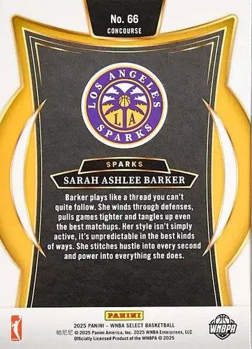 2025 Panini WNBA Select #66 Sarah Ashlee Barker NM Near Mint Concourse ID:83423