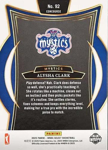 2025 Panini WNBA Select #92 Alysha Clark NM Near Mint Concourse ID:83426 - Basketball Card Single