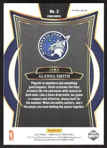 2025 Panini WNBA Select Silver Prizms #2 Alanna Smith NM Near Mint Conc ID:83846