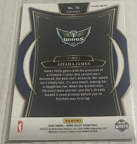 2025 Panini WNBA Select Silver Prizms #76 Aziaha James NM Near Mint Con ID:83434