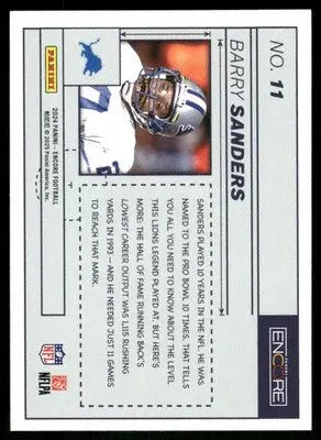 2025 Pinnacle ENCORE Barry Sanders #11 Football - Football Card Single