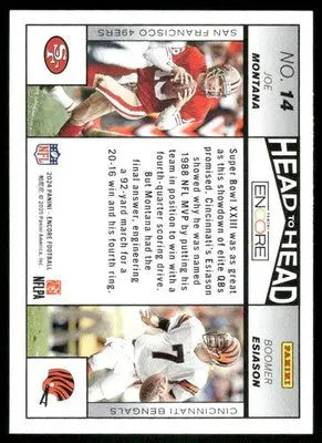2025 Pinnacle Head to Head Encore Joe Montana Boomer Esiason #14 Football - Football Card Single