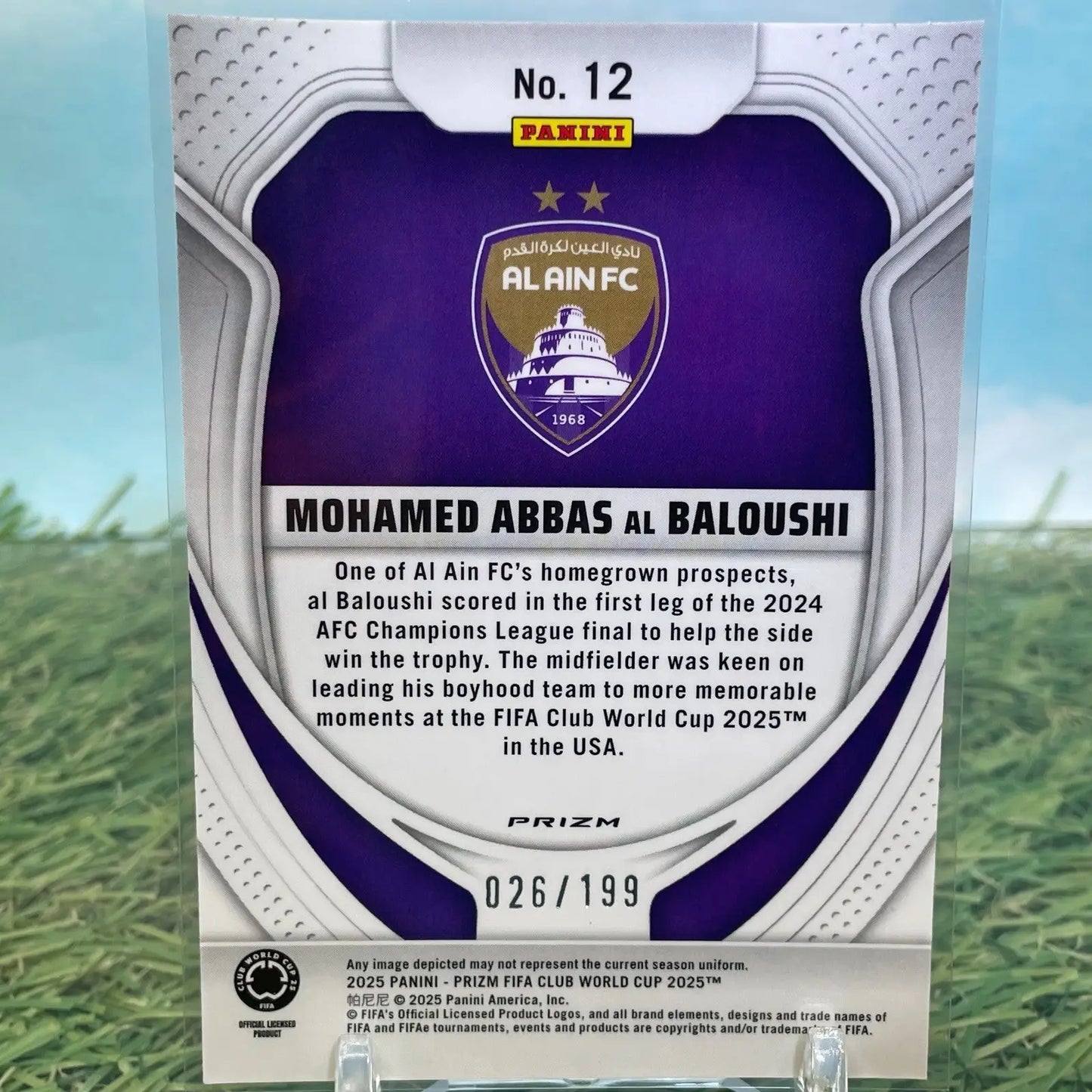 2025 Prizm FIFA Club World Cup Al Ain FC Mohamed Abbas Al Baloushi Orange /199 - Soccer Card Single