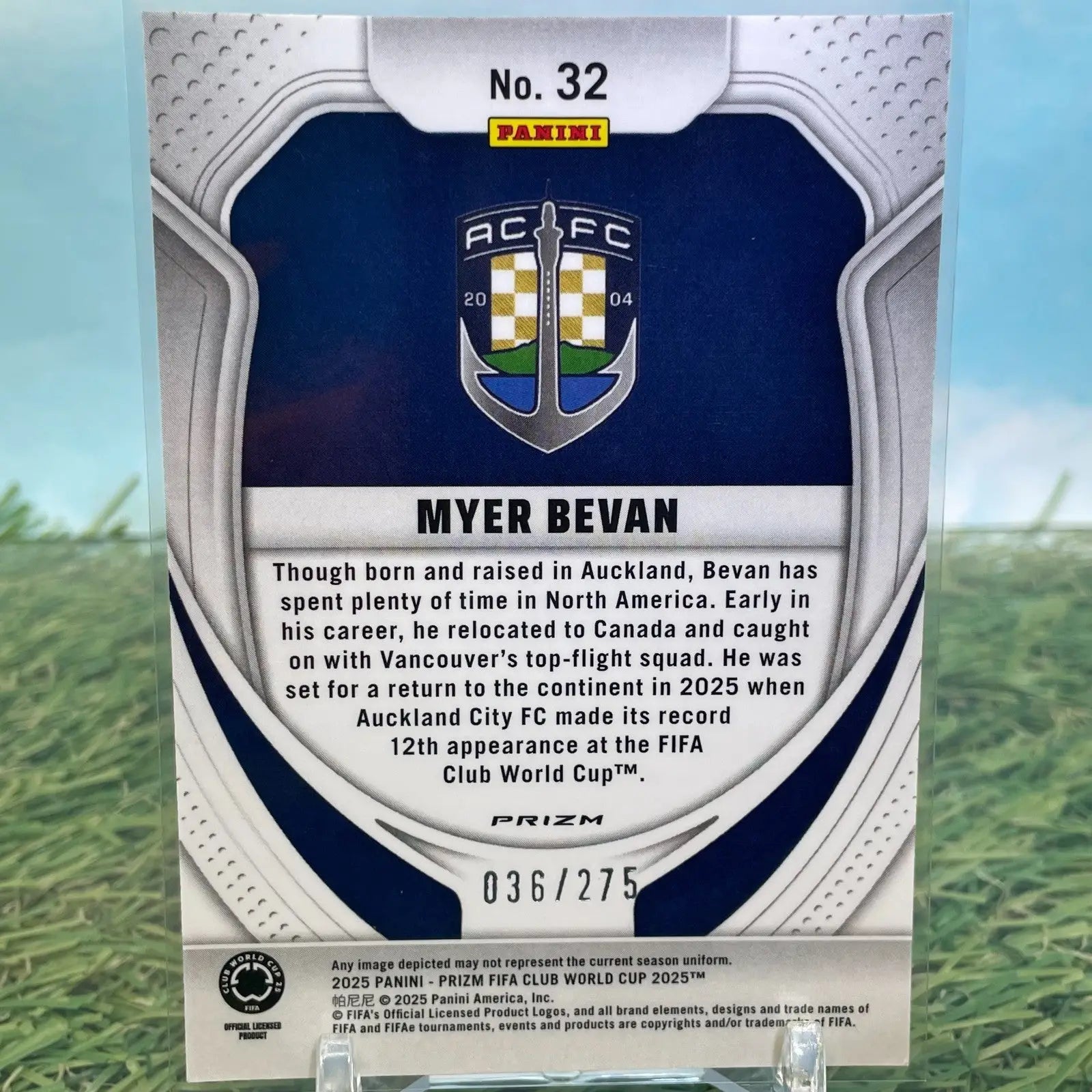 2025 Prizm FIFA Club World Cup Blue Pulsar Prizm /299 Myer Bevan RC - Soccer Card Single