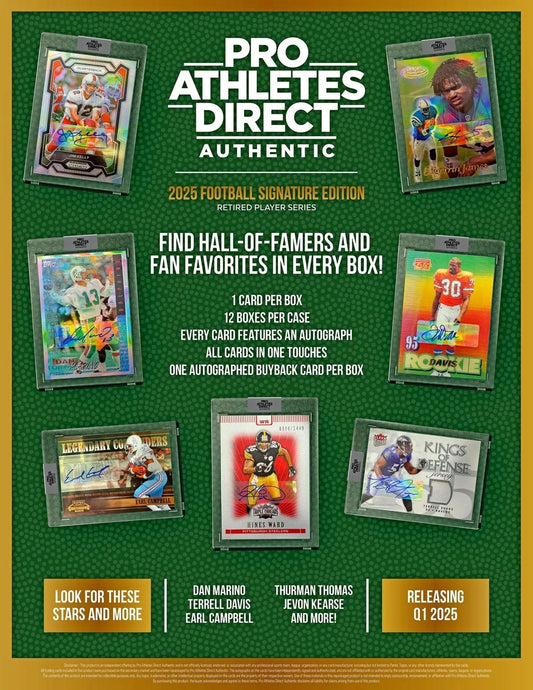 2025 Pro Athletes Direct Authentic Retired Signature Edition Football - Sports Card Hobby Boxes