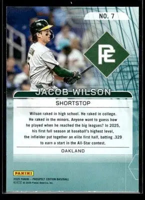 2025 Prospect Edition Jacob Wilson #7 20-80 Scale - Blue SN #/99 Athletics - Baseball Card Single
