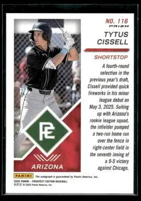 2025 Prospect Edition Tytus Cissell #116 Holo Ticket Sigs Silver Diamondbacks - Baseball Card Single