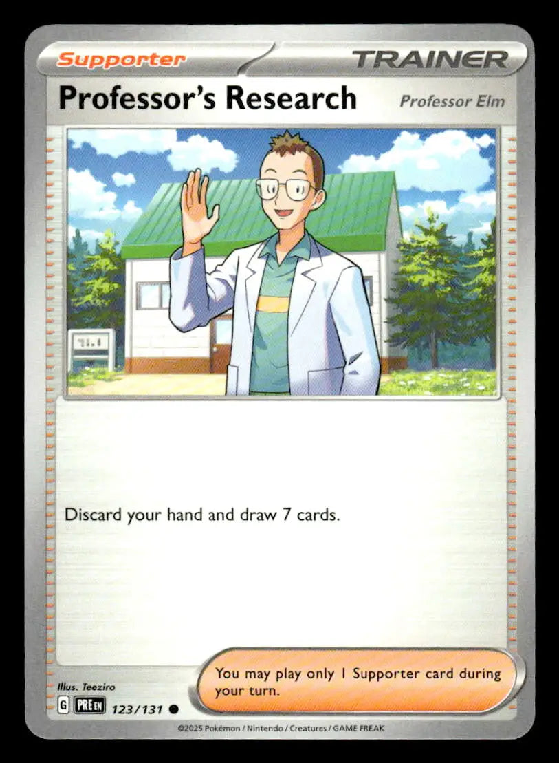 2025 S&V: Prismatic Evolutions Professor’s Research #123/131 Base Professor Elm - Pokémon Card Single