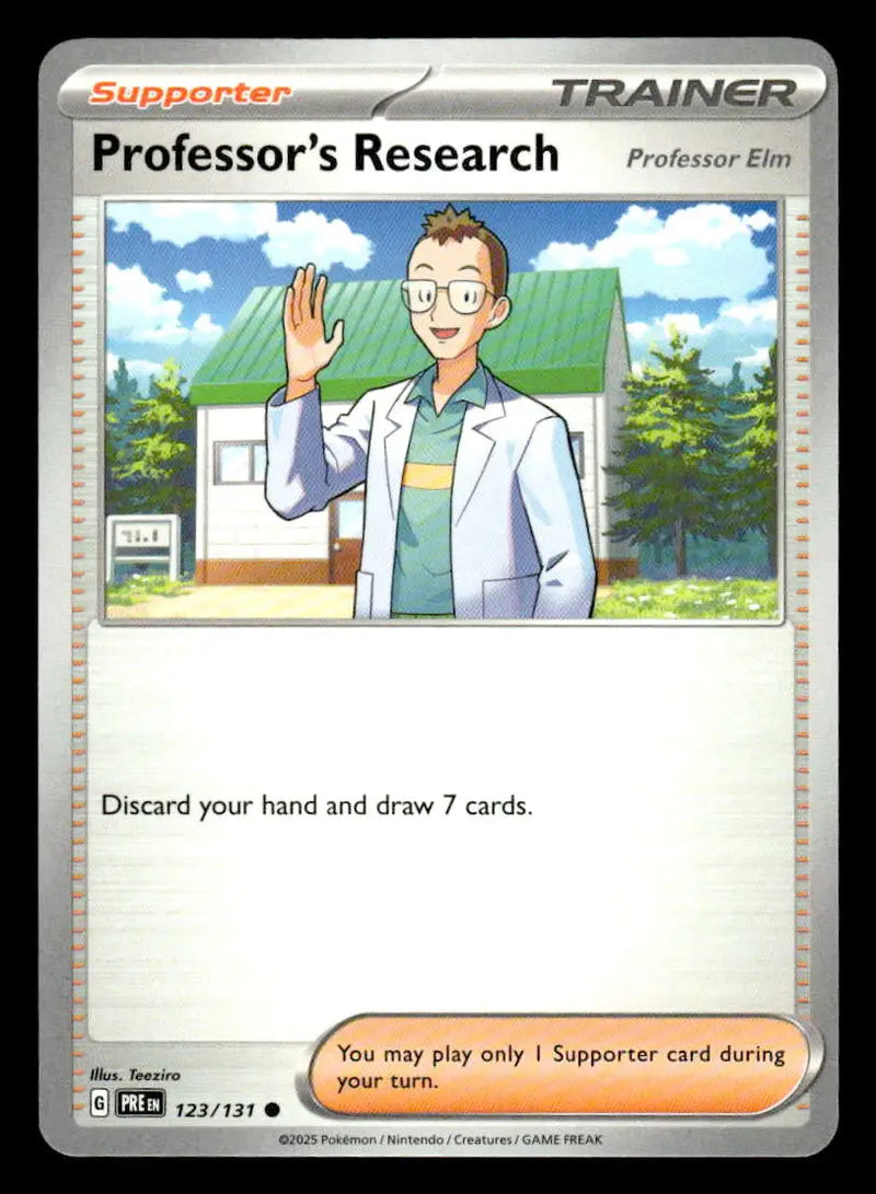 2025 S&V: Prismatic Evolutions Professor’s Research #123/131 Base Professor Elm - Pokémon Card Single