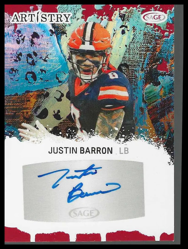 2025 Sage Artistry Autograph Red #ART-JB Justin Barron