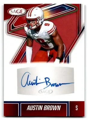 2025 SAGE Austin Brown #A-AB3 Sticker Insert Autograph Wisconsin Badgers - Football Card Single